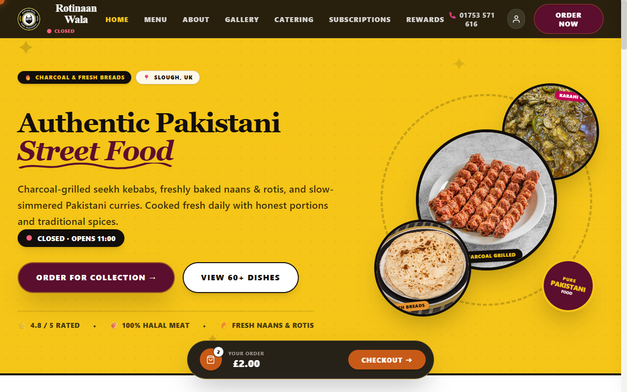 Roti Naan Wala platform interface